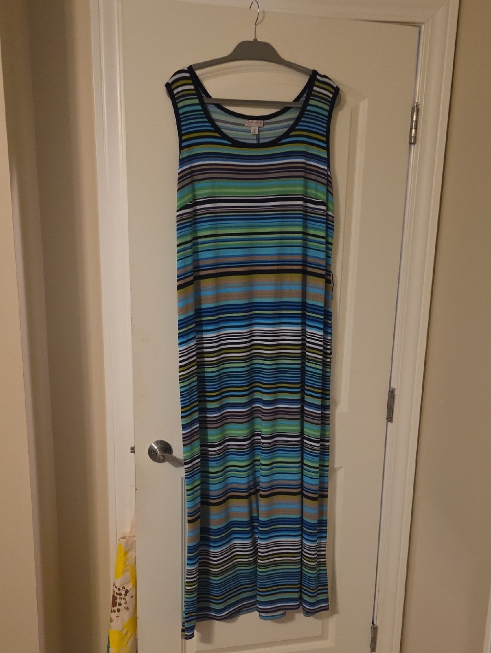 Sleeveless Striped Maxi Dress in Blue, Green, Black